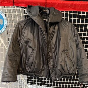 HACHE Stylish dark gray Metallic Puffer cropped Jacket for Women Italy 44